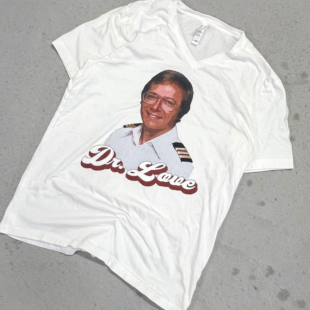 Dr Love Boat Bernie Kopell Graphic V-Neck T-Shirt White L The Love Boat TV Show